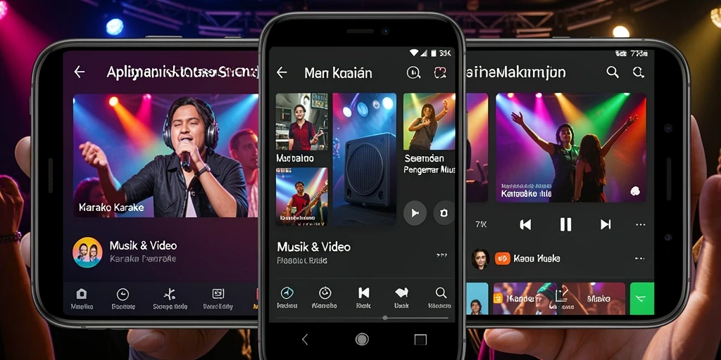 Tampilan antarmuka aplikasi 73K dengan berbagai pilihan lagu Karaoke.