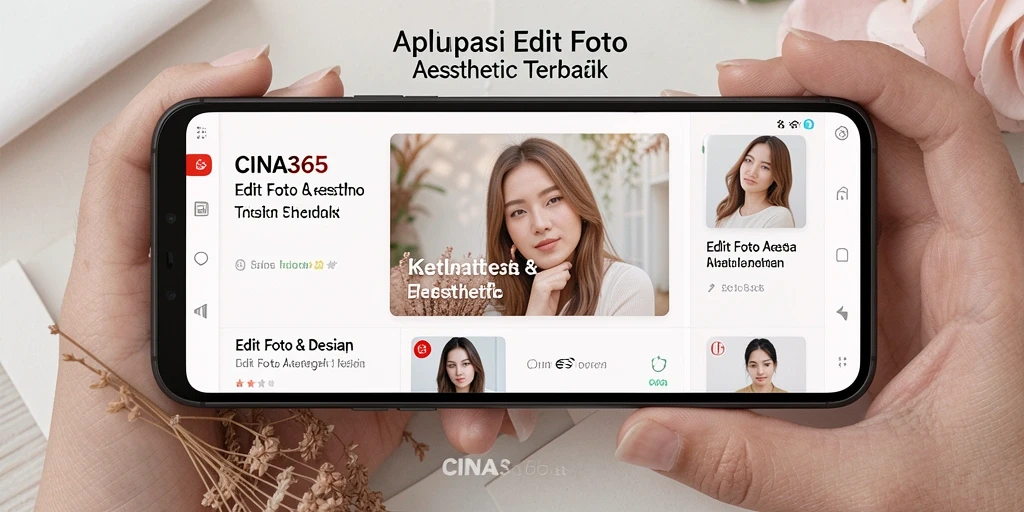 Antarmuka CINA365 yang user-friendly untuk Edit Foto Aesthetic.