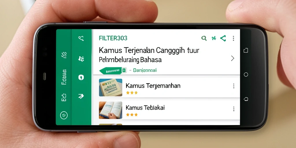 Screenshot tampilan antarmuka FILTER303 dengan fungsi terjemahan yang intuitif.