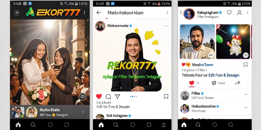 Antarmuka pengguna REKOR777 untuk aplikasi Filter Instagram yang intuitif.