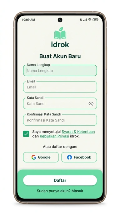 Tampilan halaman daftar idrok