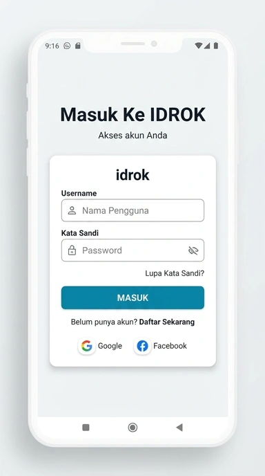 Tampilan halaman login idrok